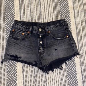 Destroyed Black Levi 501 Shorts